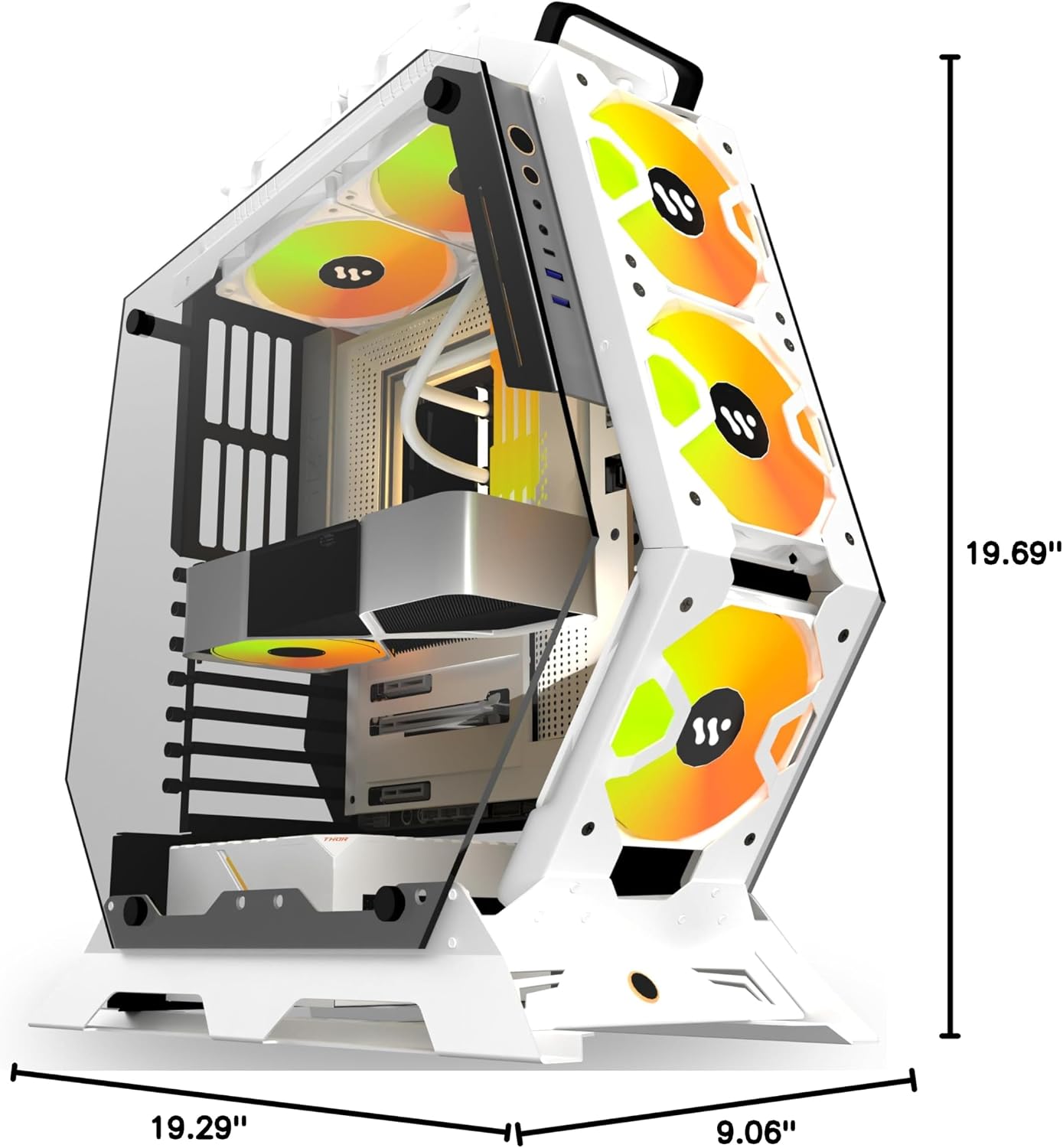 KEDIERS PC Case C570 ATX Mid Tower Tempered Glass Gaming Computer Open Frame Case with 5 PWM ARGB Fans,White