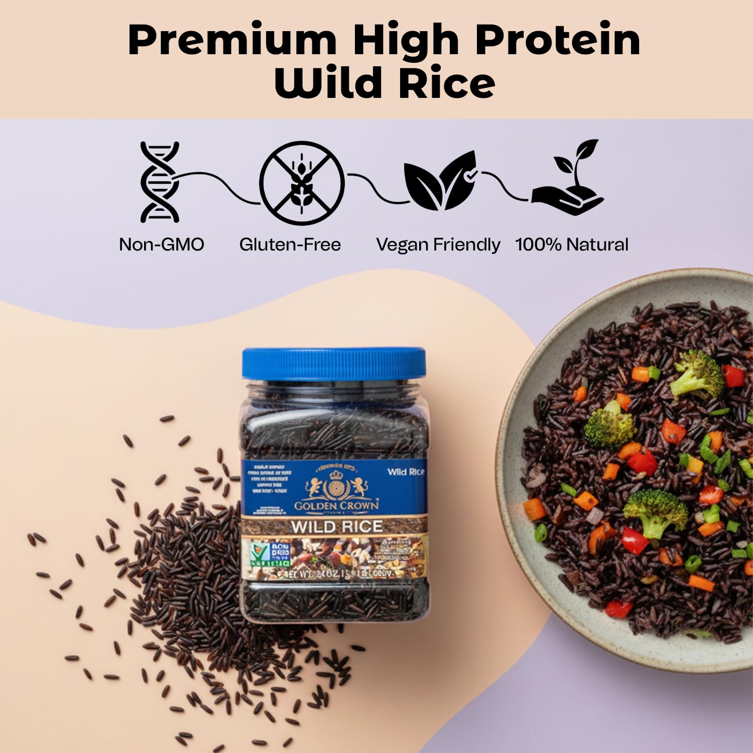 Golden Crown 8-in-1 Wild Rice Blend w/Red, Black Barley, Wild Rice Mix, 2lb