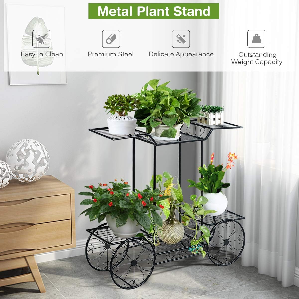 GIANTEX 6-Tier Plant Stand Indoor Flower Pot Holder, Metal Display Shelf