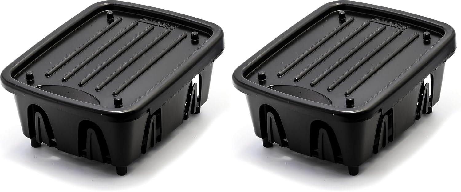 Camco RV Mini Dish Drainer & Tray - Features a Sloped Drain Tray Design, Heavy-Duty Construction - Ideal for Small Spaces, Apartments, Boats, and More -9.5"L x 11.7"W x 4.75"H - Black (43512)
