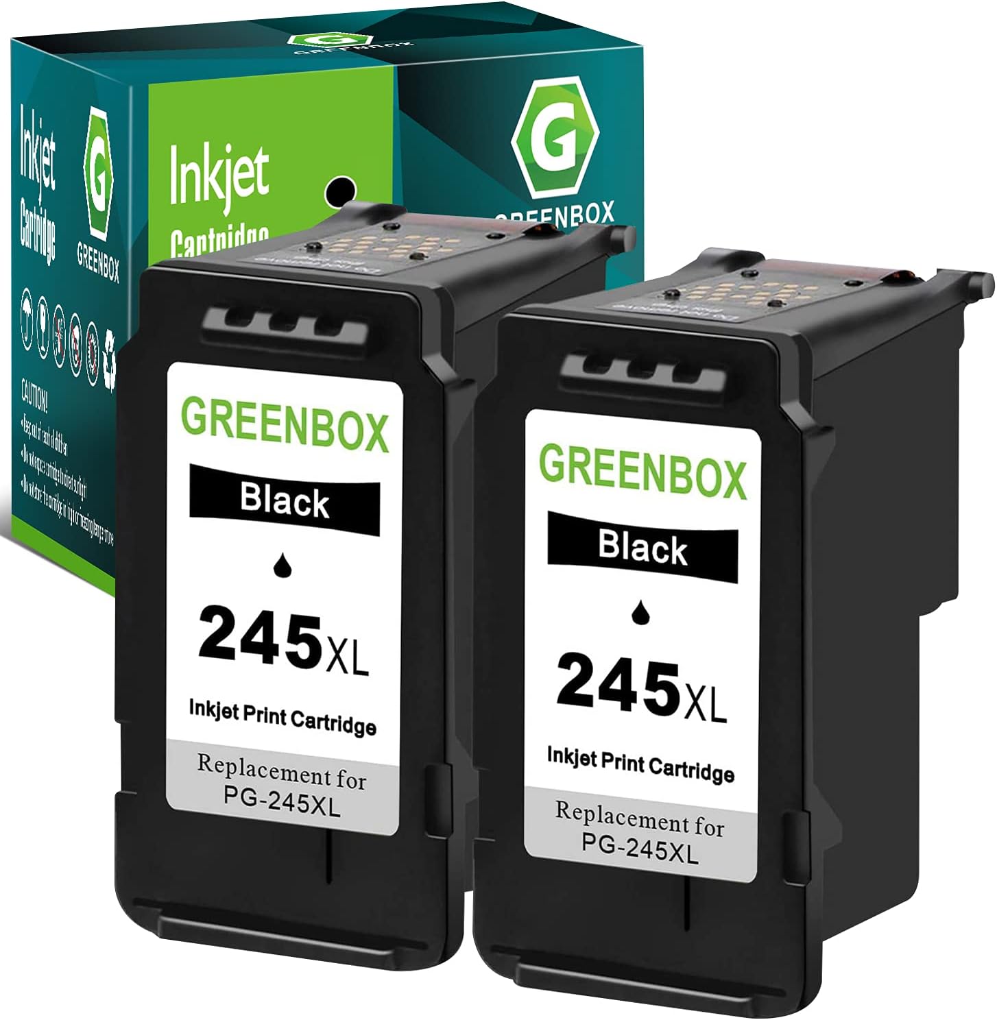 GREENBOX 245 245XL Ink Cartridge for TS202 TS3120 TS4320 Printer, 2 Pack | PG-245XL Black Ink Cartridge