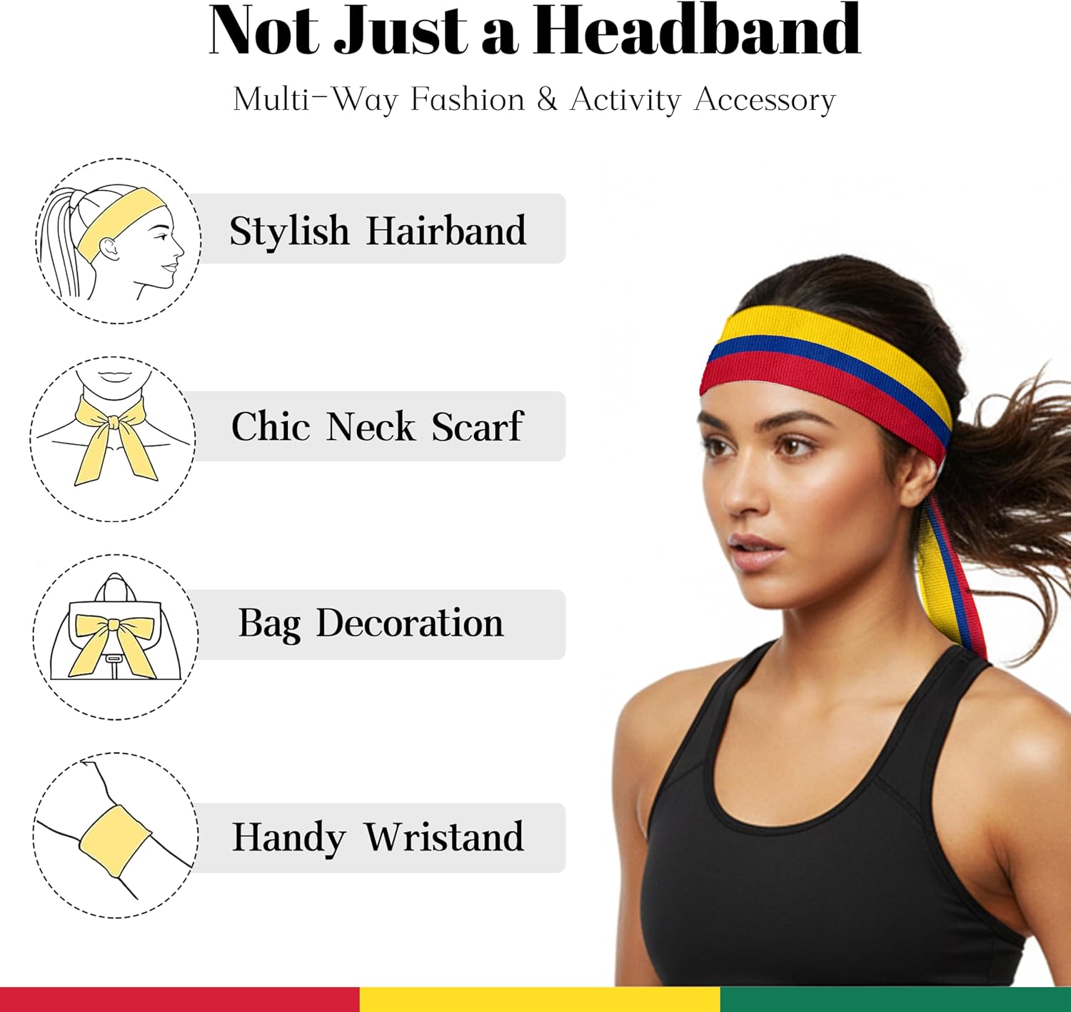 Tie Headbands for Men Women,Pattern Gymwrap,Gym Workout Adjustable Non-Slip Sweatbands for Running,40 X 2.4In