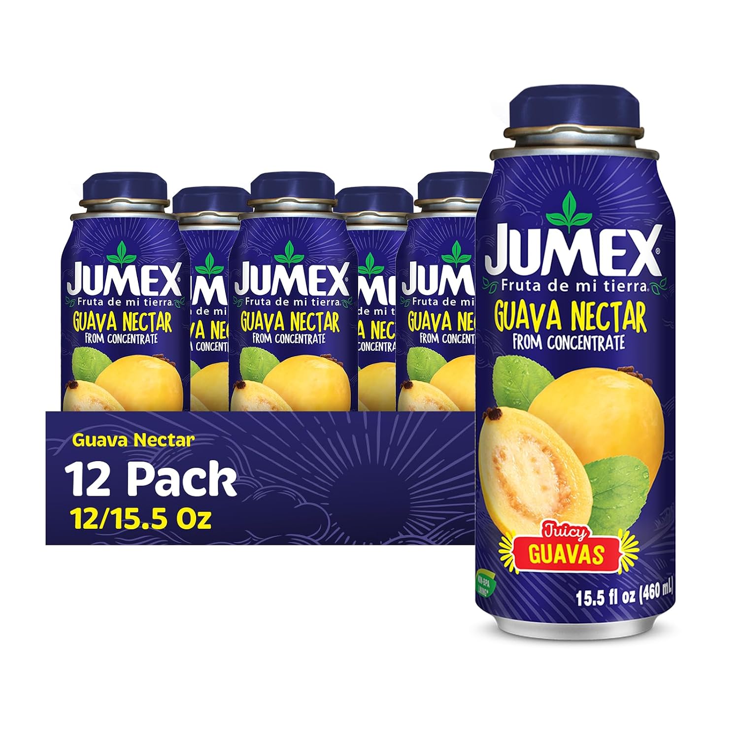 Jumex Mango Nectar Lata Botella - Made with Fresh Fruit Puree - Mango Juice Concentrate for Tropical Fruit Smoothie Mix, Cocktail Mixers & Kids Beverages - 15.5oz, 12 Pack Resealable Juice Bottles