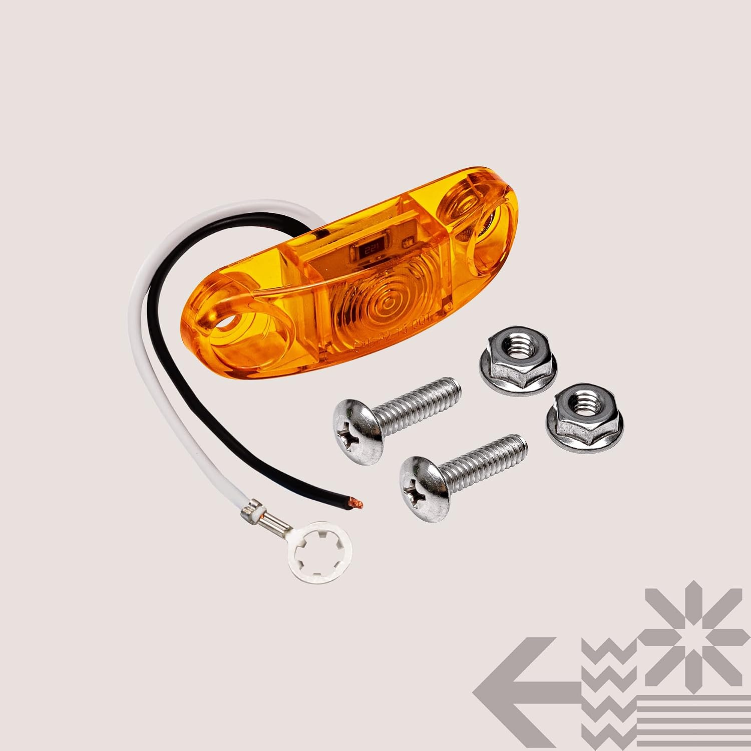 TRUE MODS 2pc 2.5" Amber Oval LED Trailer Marker Lights for Boat Trailer RV