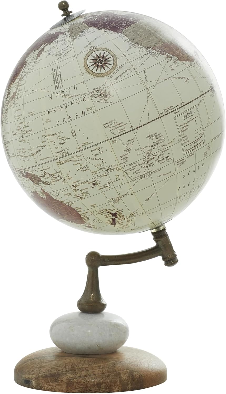 Deco 79 Contemporary Mango Wood Globe Globe, 8" x 8" x 14", Cream