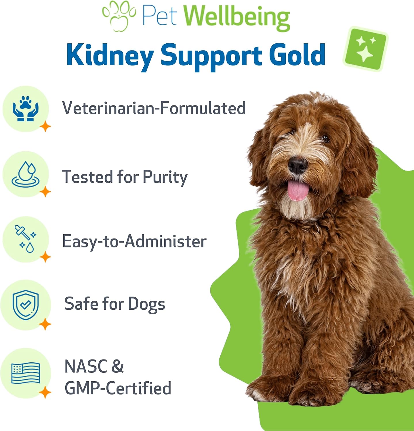 Pet Wellbeing Kidney Support Gold for Dogs - Kidney Care & Hydration, 2 oz