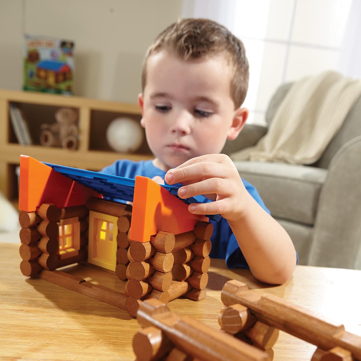 LINCOLN LOGS – Oak Creek Lodge – 137 Pieces - Real Wood Logs-Ages 3+ - Best Retro Building Gift Set for Boys/Girls – Creative Construction