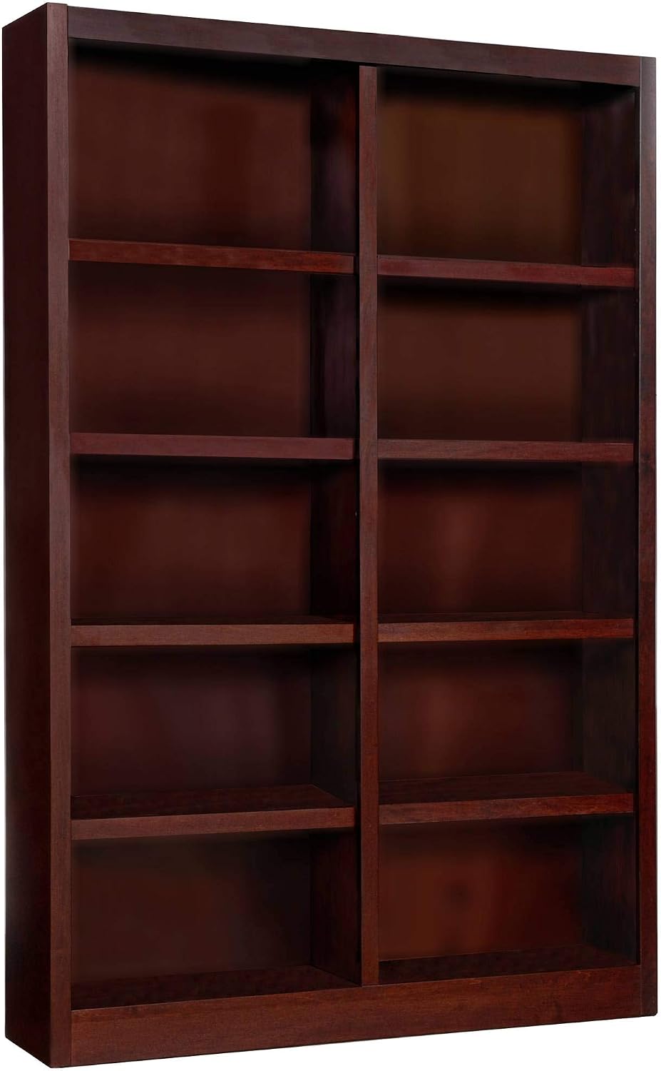 Concepts In Wood Traditional 72inches Tall 10-Shelf Double Wide Wood Bookcase, Cherry
