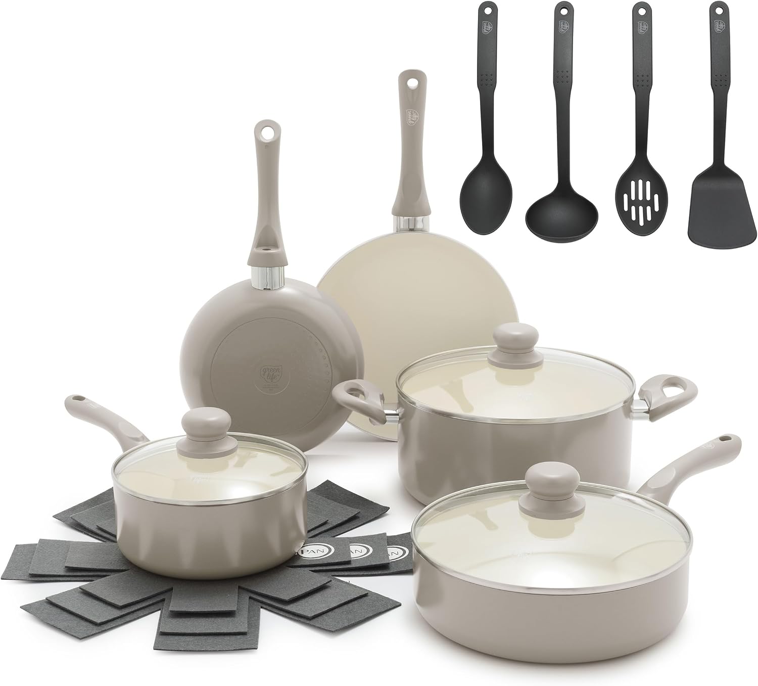 GreenLife 16 Piece Ceramic Nonstick Pots & Pans Cookware Set, Turquoise | PFAS-Free Ceramic Nonstick, Stockpot, Frying Pans, Saucepans, Sauté Pan, Stay-Cool Handles, Dishwasher & Oven Safe up to 350F