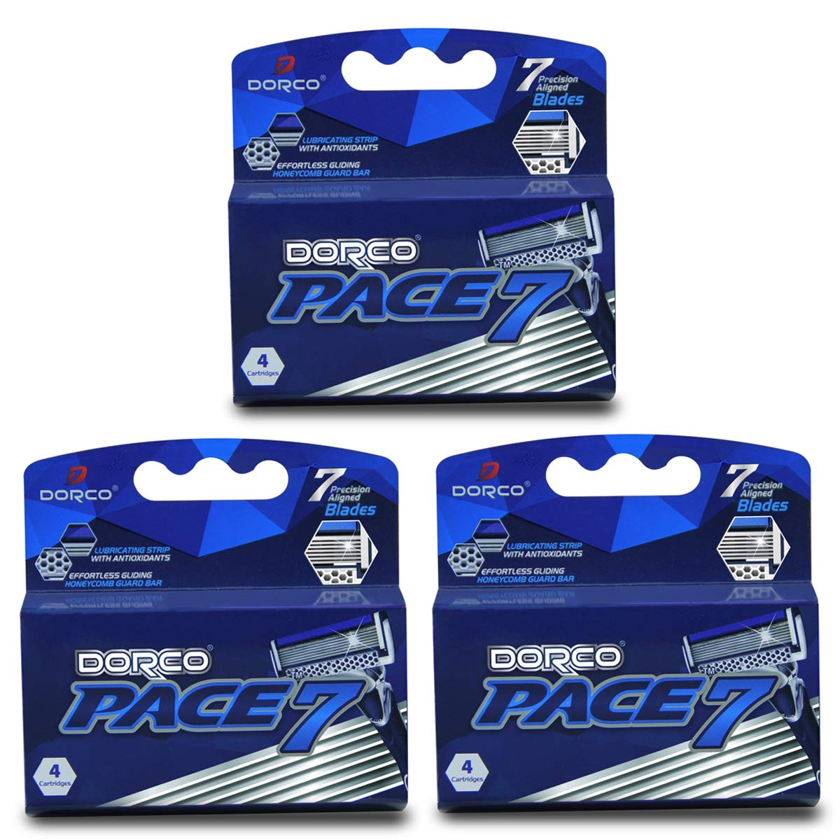 Dorco Pace 7 - Shaving Razor System for Men with Seven Curved Blades - Value Pack (10 Cartridges + 1 Handle)