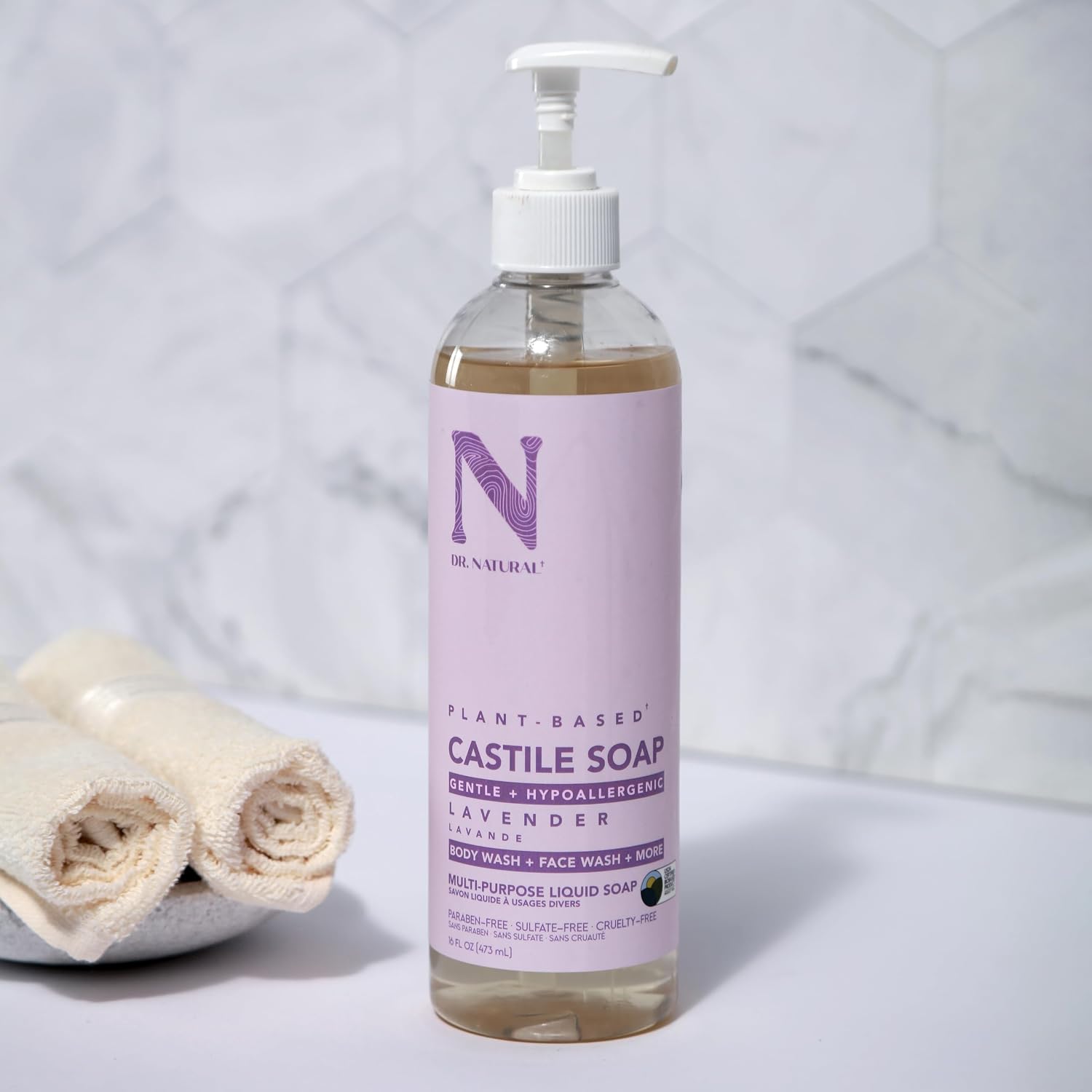 Dr. Natural Castile Liquid Soap - Multi-Use Body Wash, Shampoo and Face Wash - Hydrating Body Soap for Skin, Hair, Pets and Home - Eucalyptus - 32 oz