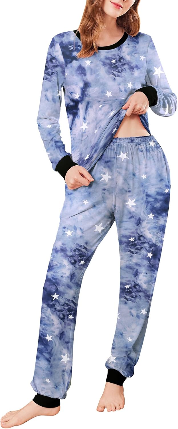 Ekouaer Womens Pajamas Sets Long Sleeve Tops with Jogger Pants