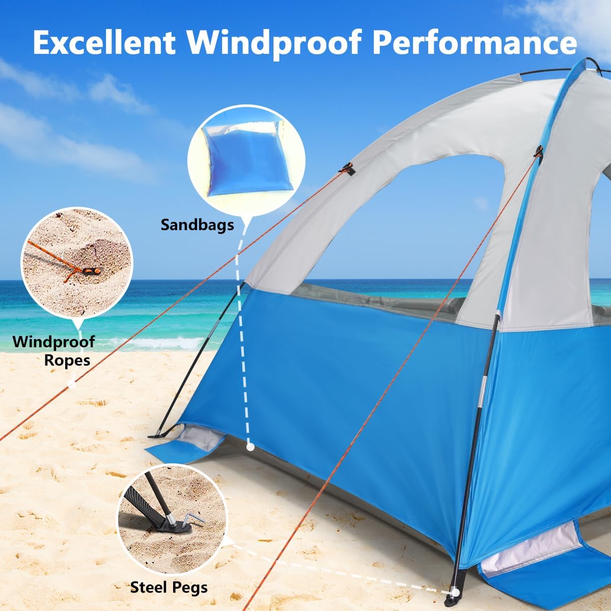 NXONE Beach Tent Sun Shelter, UPF 50+ UV Protection, Easy Setup