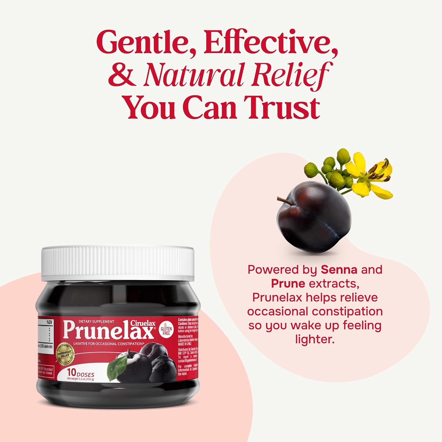 Prunelax Ciruelax Regular Strength Laxative Mini Tablets - Overnight Relief for Occasional Constipation, Senna Extract, Vegan & Gluten-Free