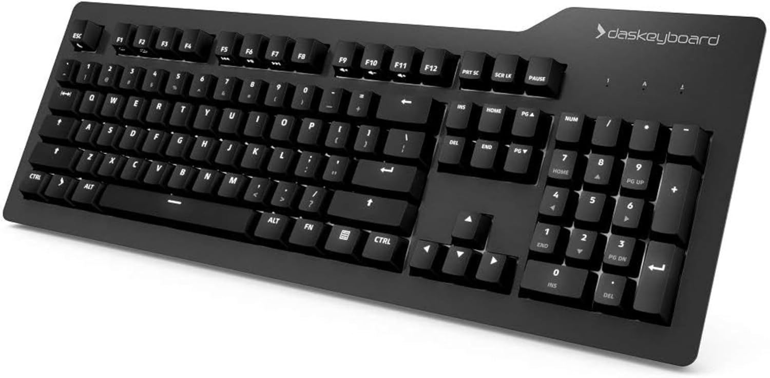 Das Keyboard 4 Professional Wired Mechanical Keyboard, Cherry MX Brown Mechanical Switches, 2-Port USB 3.0 Hub, Volume Knob, Aluminum Top (104 Keys, Black)
