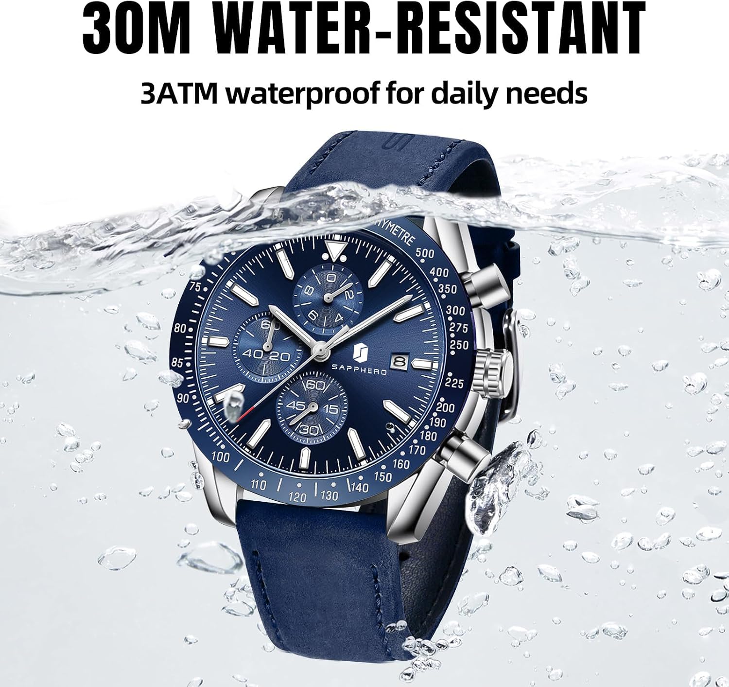 BENYAR Watch for Men Analog Quartz Chronograph Waterproof Luminous Designer Mens Wrist Watches Business Work Sport Casual Dress Watch with Silicone Strap Elegant Gifts for Men