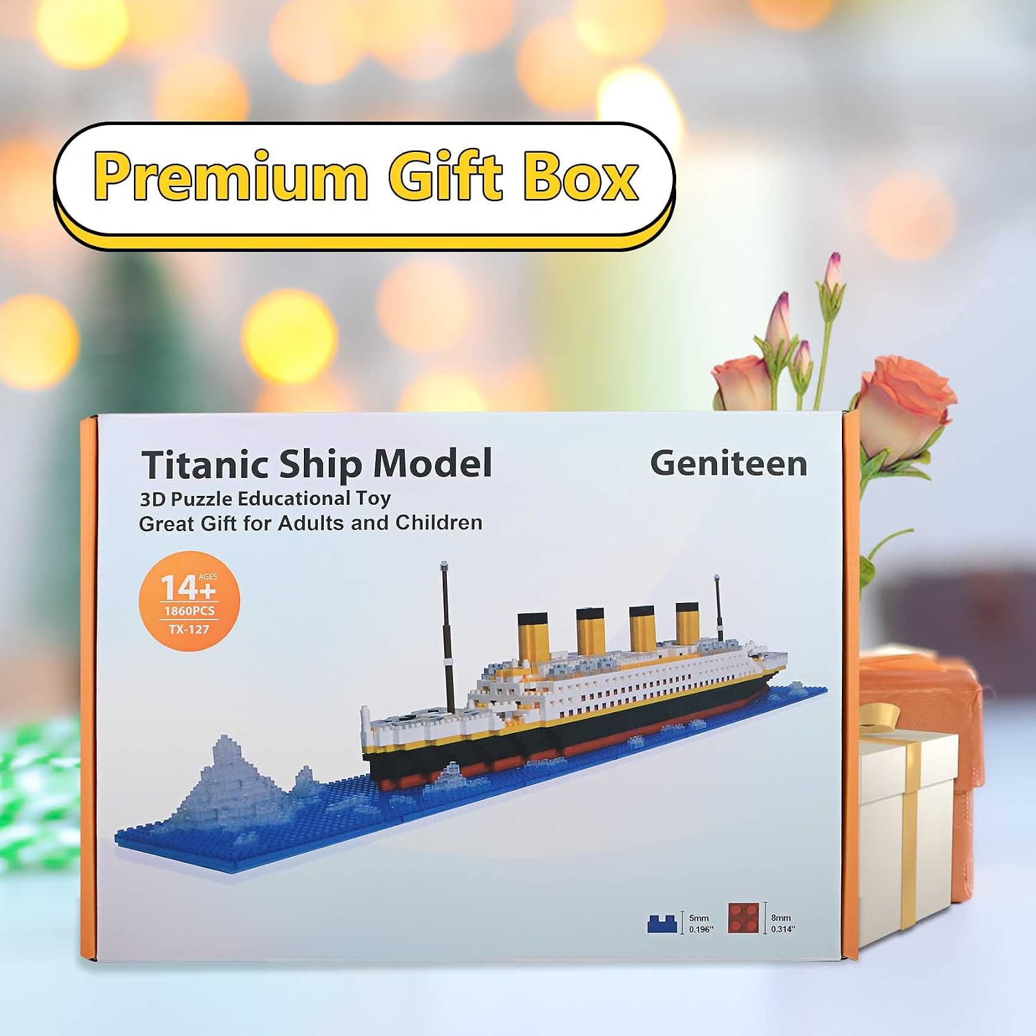 Titanic Ship Model Building Block Set, 1860 PCS Building Bricks Toy DIY Educational Micro Mini Blocks