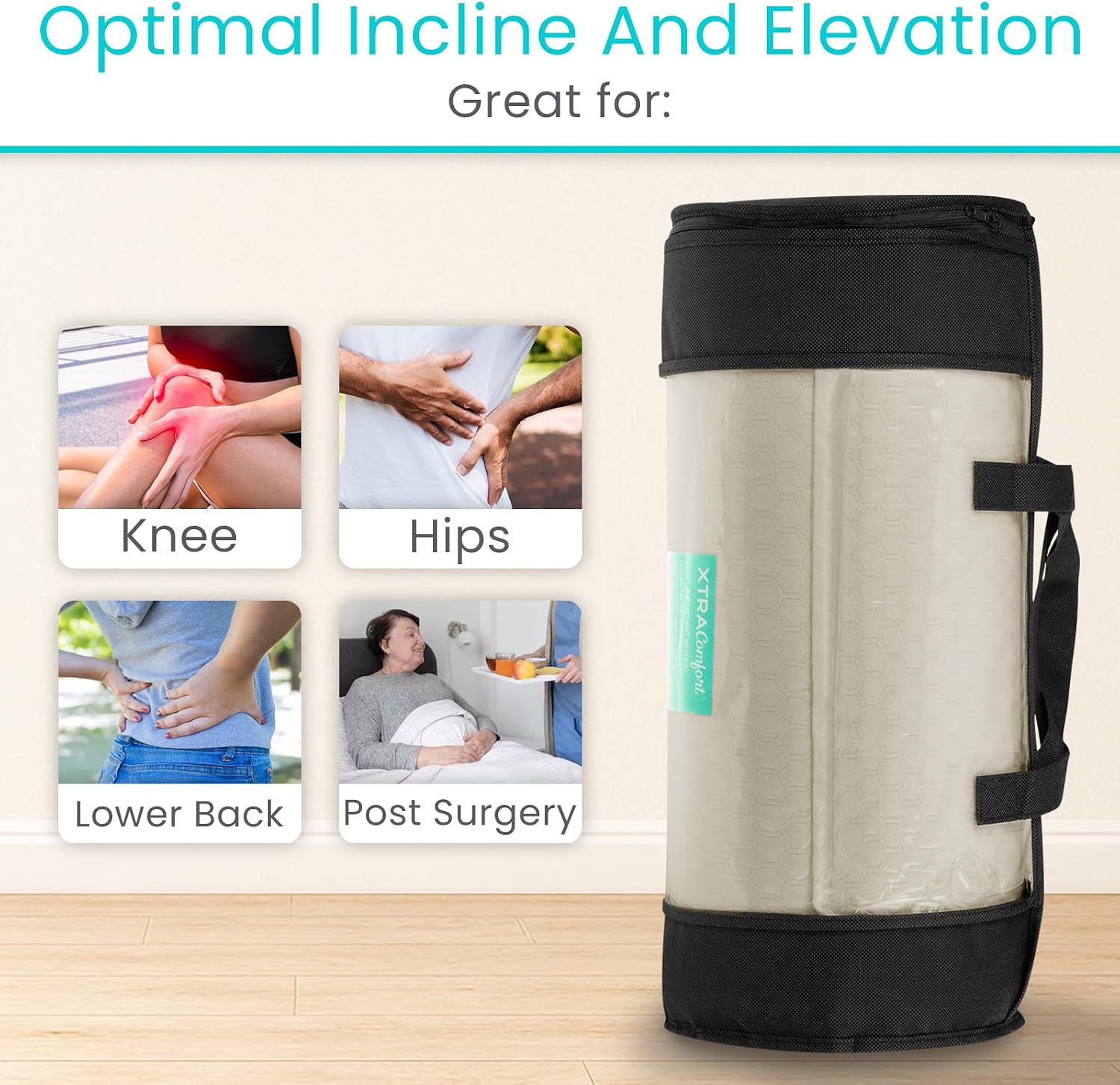Xtra-Comfort Leg Elevation Pillow for Sleeping, Swelling, Post Surgery - Memory Foam Bed Wedge Pillow- Support Cushion for Pregnancy, Leg