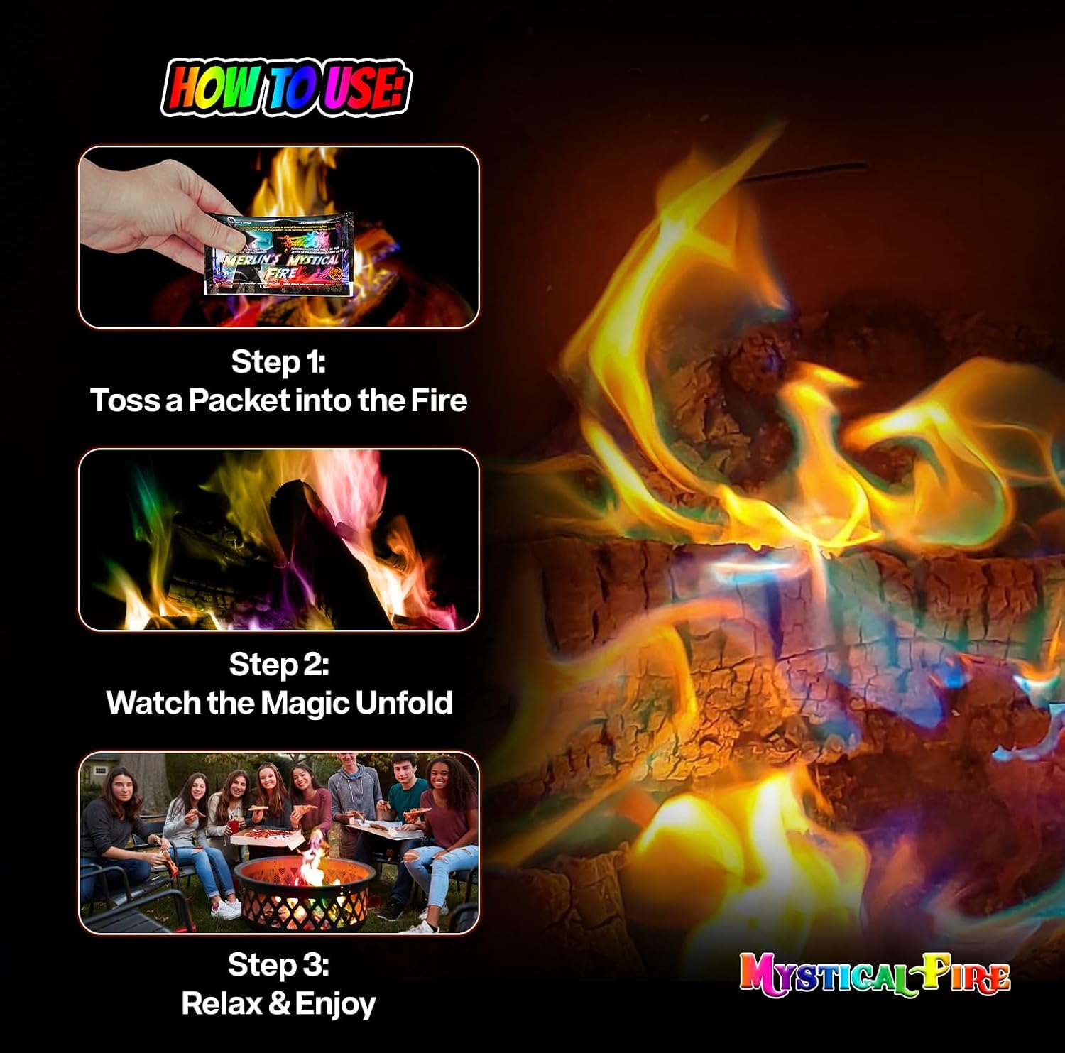 Mystical Fire Merlin’s Fire Color Changing Packets Fire Color Packets 6pk | 6-pack color changing fire packets creates colorful flames in fire