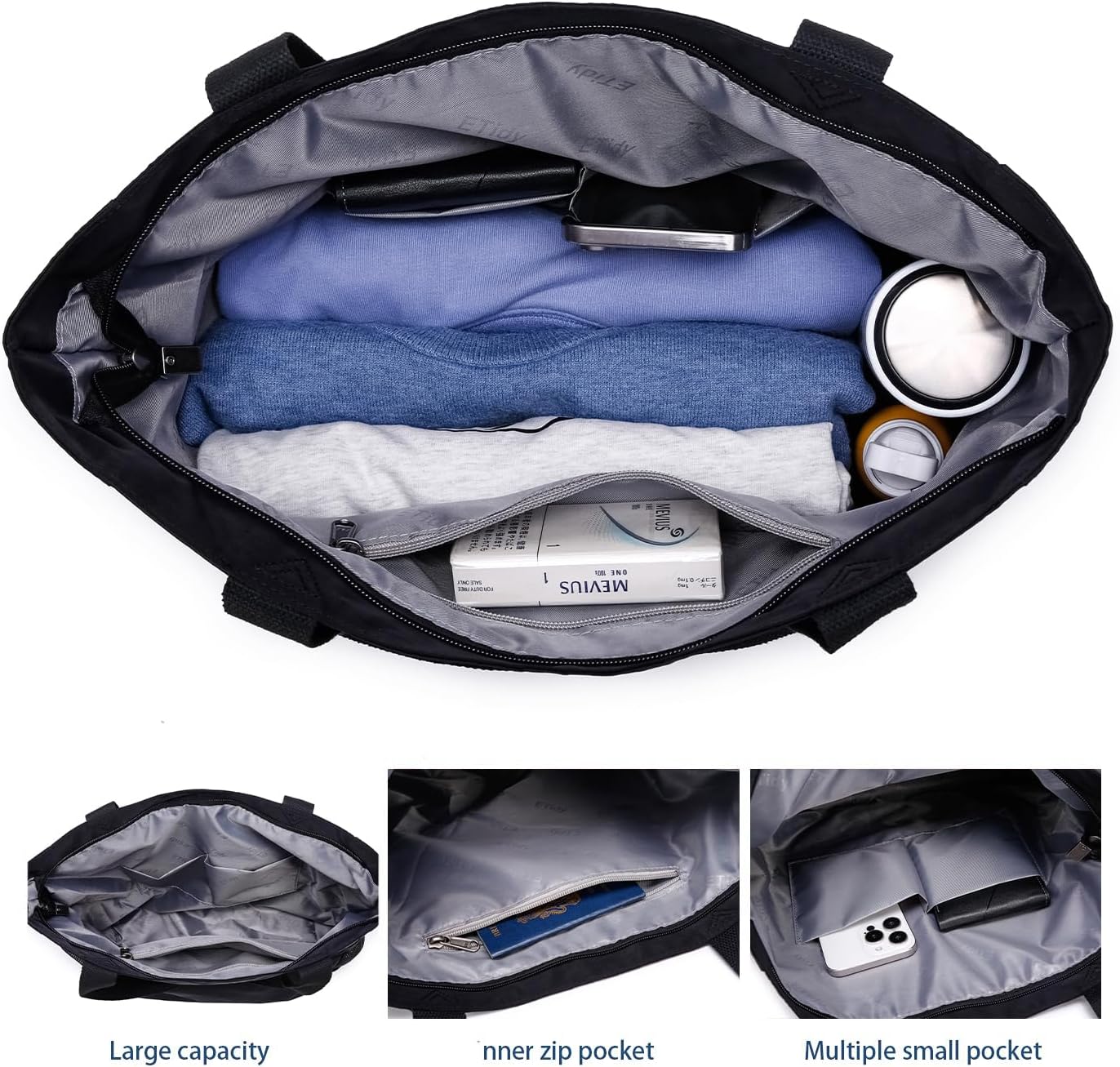 ETidy Large Capacity Foldable Tote Bag With Zipper