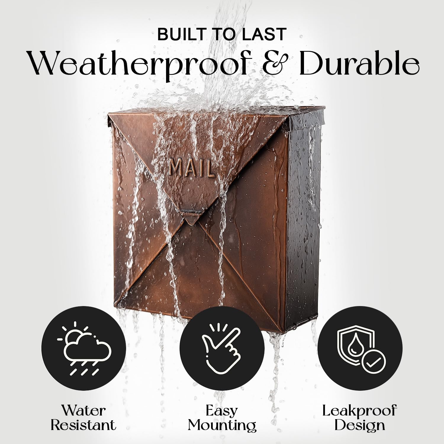 NACH Mailboxes for Outside Wall Mount, 10 x 10 x 4 inch Black Mailbox, Waterproof Mailboxes for Outside - Chicago Style Mail Box