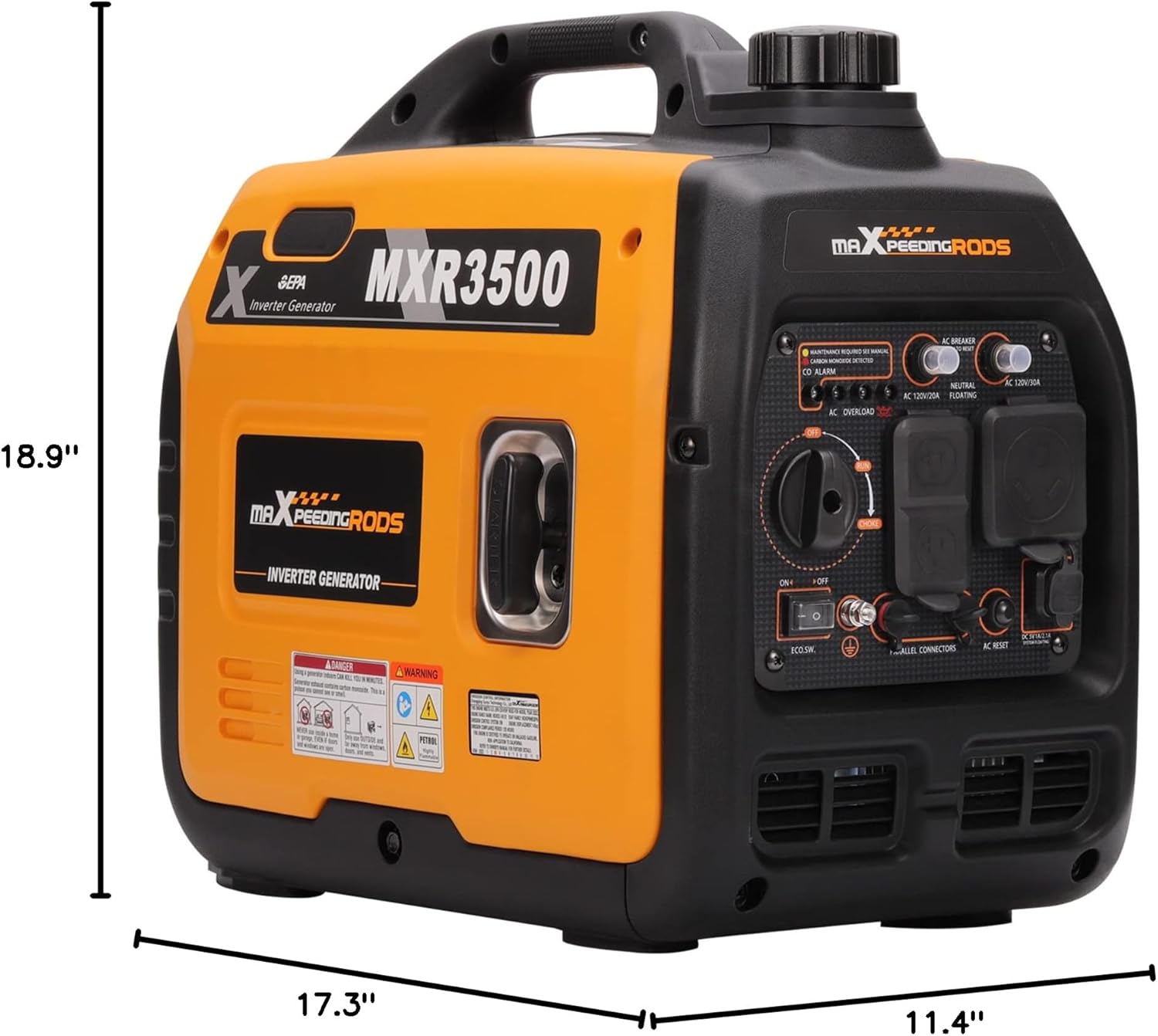 MaXpeedingrods 3500 Watt Portable Inverter Generator EPA Compliant, Gasoline | Compact and Lightweight for Home Backup Power, Outdoor Camping