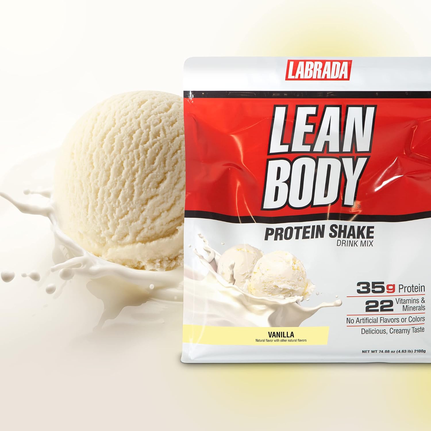 Labrada Nutrition Lean Body Hi-Protein Shake, Strawberry, 2.47-Pound Tub Strawberry Packaging May Vary