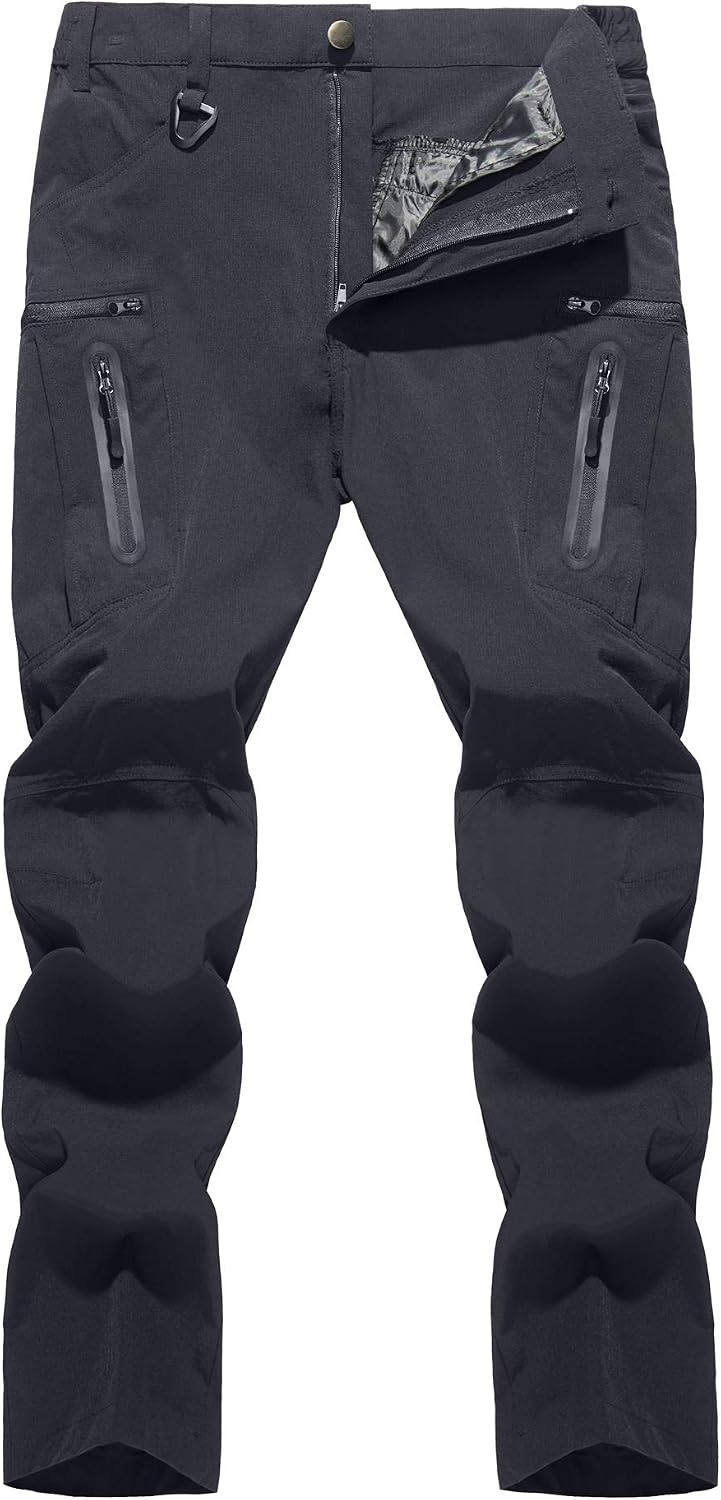 TACVASEN Men's Lightweight Hiking Tactical Pants Waterproof Quick Dry Cargo Work Rain Outdoor Pants 8 Pockets