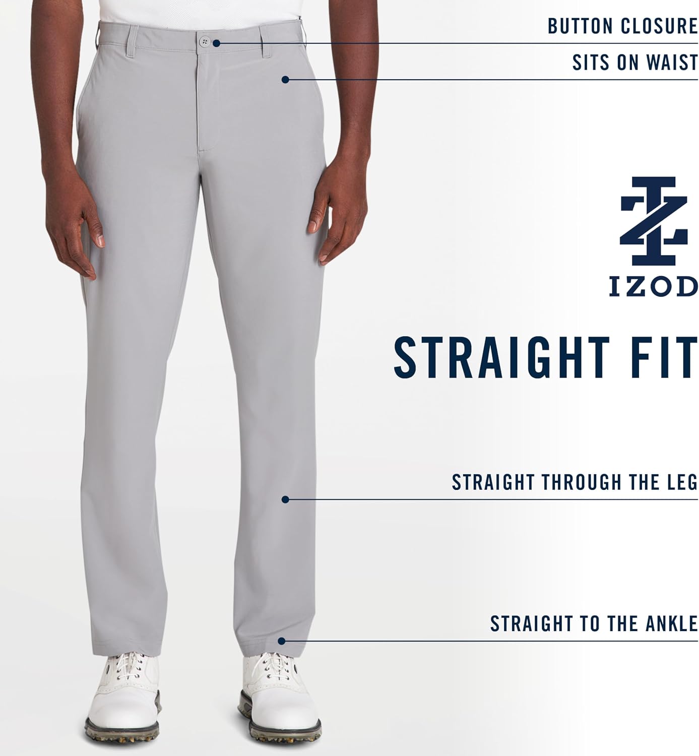 Izod Mens Golf Swingflex Straight-fit Flat-Front Pants