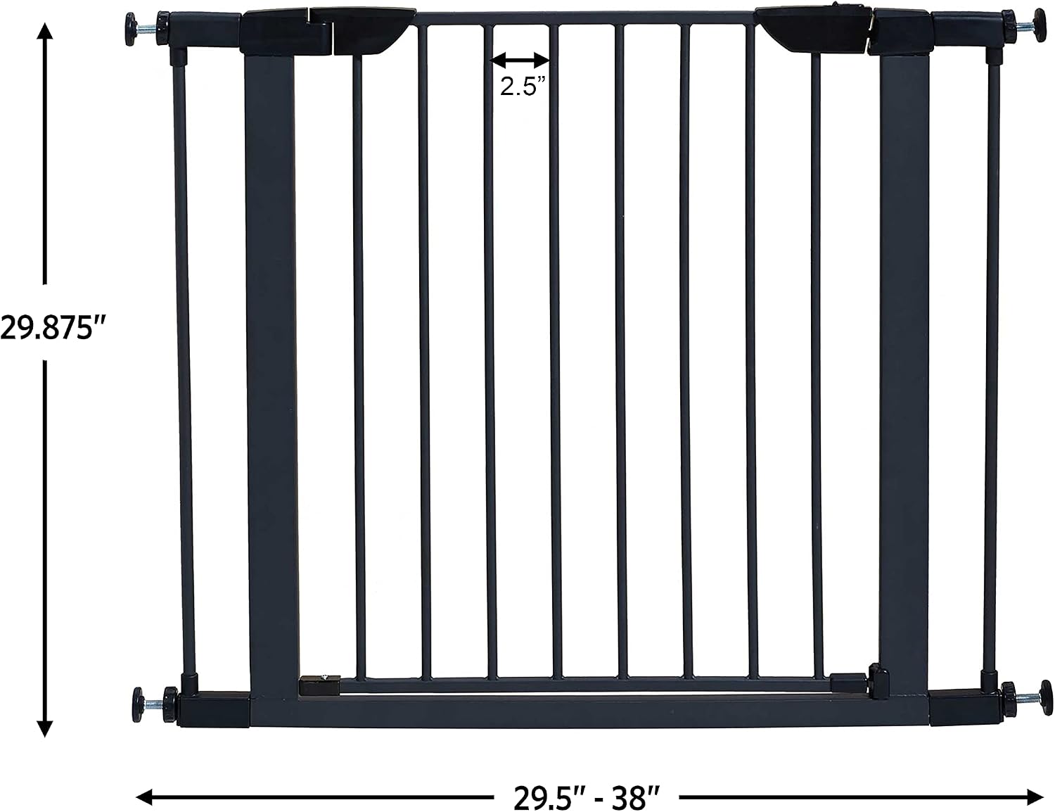 Midwest Homes 39-Inch Steel Walk-Thru Dog Gate, Expands to 38" | Pressure Mounted, Expands 29.5"- 38" Wide, Auto-Close Door, Spring-Loaded Latch, Includes Two 3" Extensions