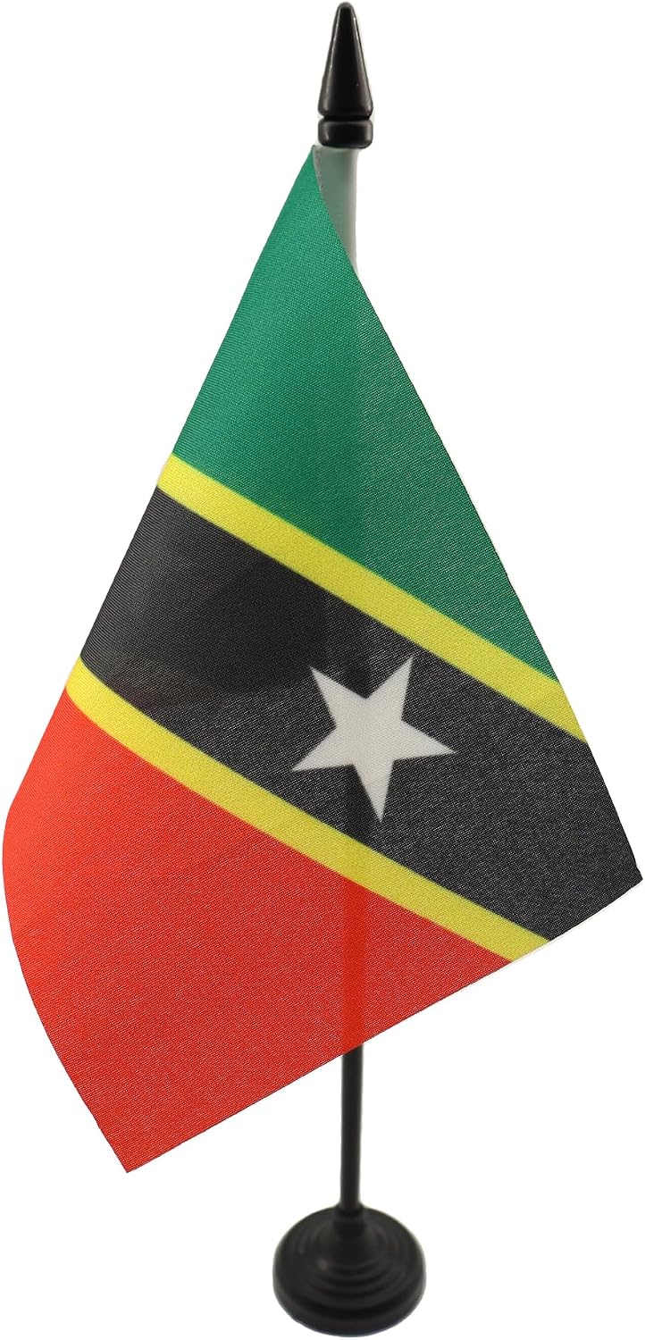 AZ FLAG Nicaragua Table Flag 4x6 in 100D Polyester Plastic Base | Indoor use Nicaraguan 15x10 cm desk flag stitched finish with reinforced edges with plastic pole