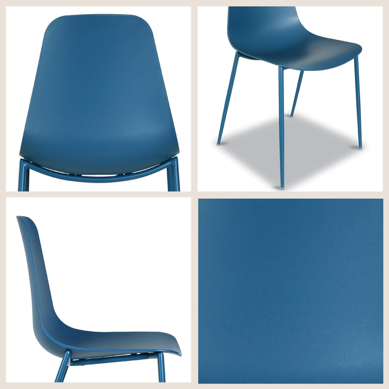 Poly & BARK Isla Modern Kitchen Chairs Set of 4 - Plastic Dining Chair with Metal Legs - Quick Assembly Simple Cafe Chairs Plastic for Indoor or