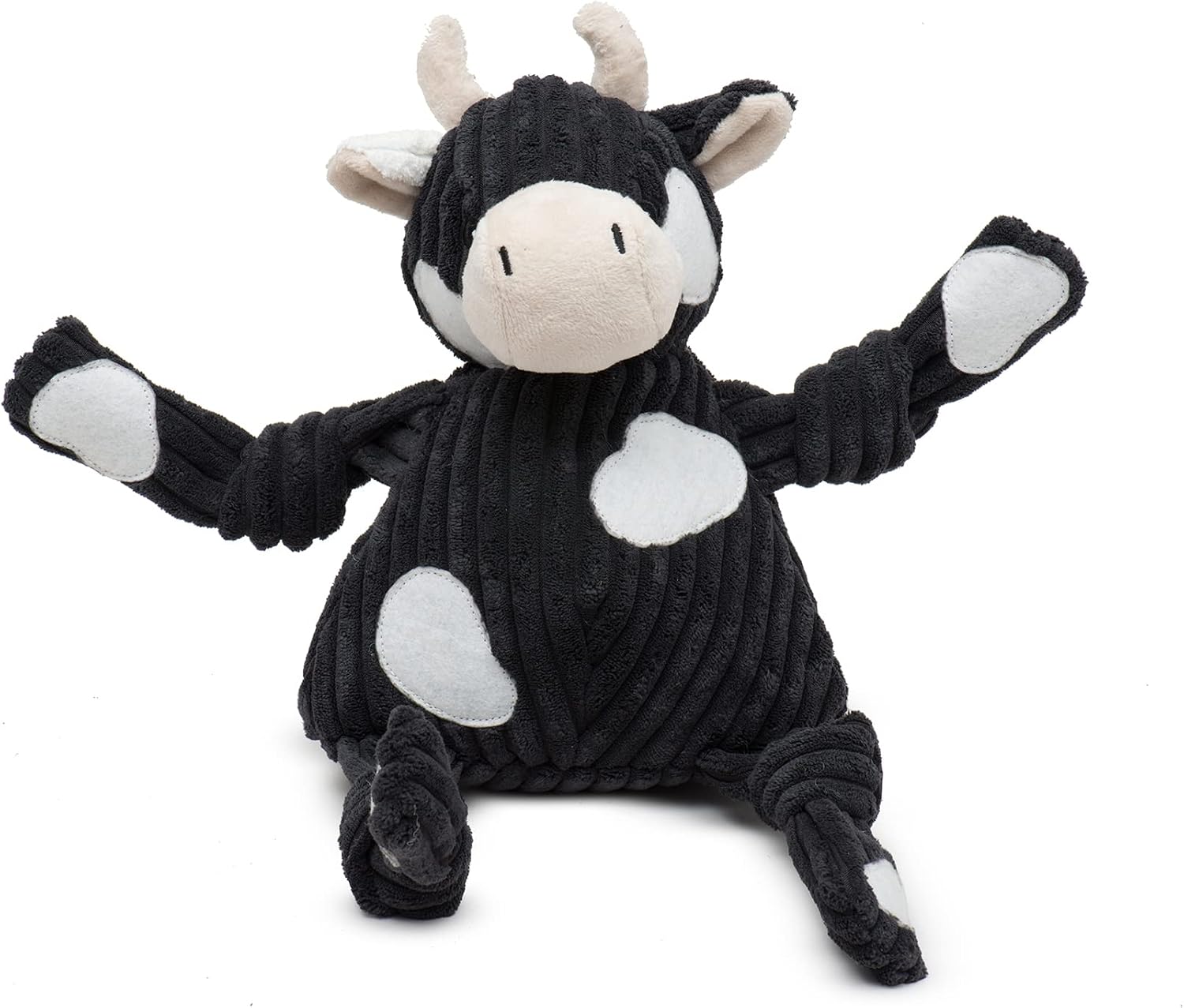 HuggleHounds Knottie Plush Dog Toy - Dog Stuffed Animal Toy, Squeaky Puppy Toys, for Small, Medium & Large Dogs, Durable Plush to Keep Them Busy - Dottie Cow, Large