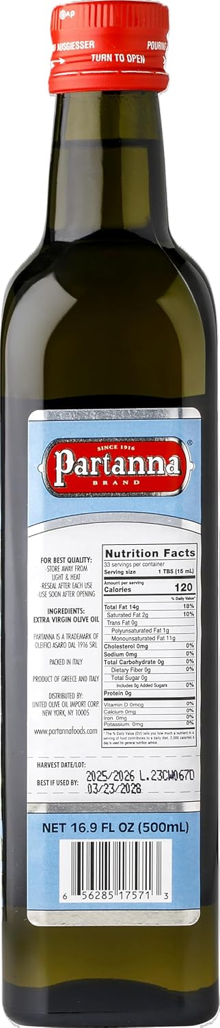 Partanna Robust Extra Virgin Olive Oil, 33.8 fl oz (1 L)