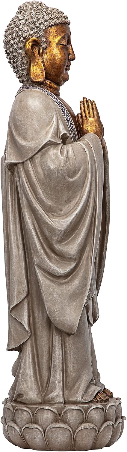 Design Toscano Jolly Hotei Laughing Man Asian Decor Indoor/Outdoor Garden Statue, 26 inches tall, Cast Stone Resin, Two Tone Stone Finish