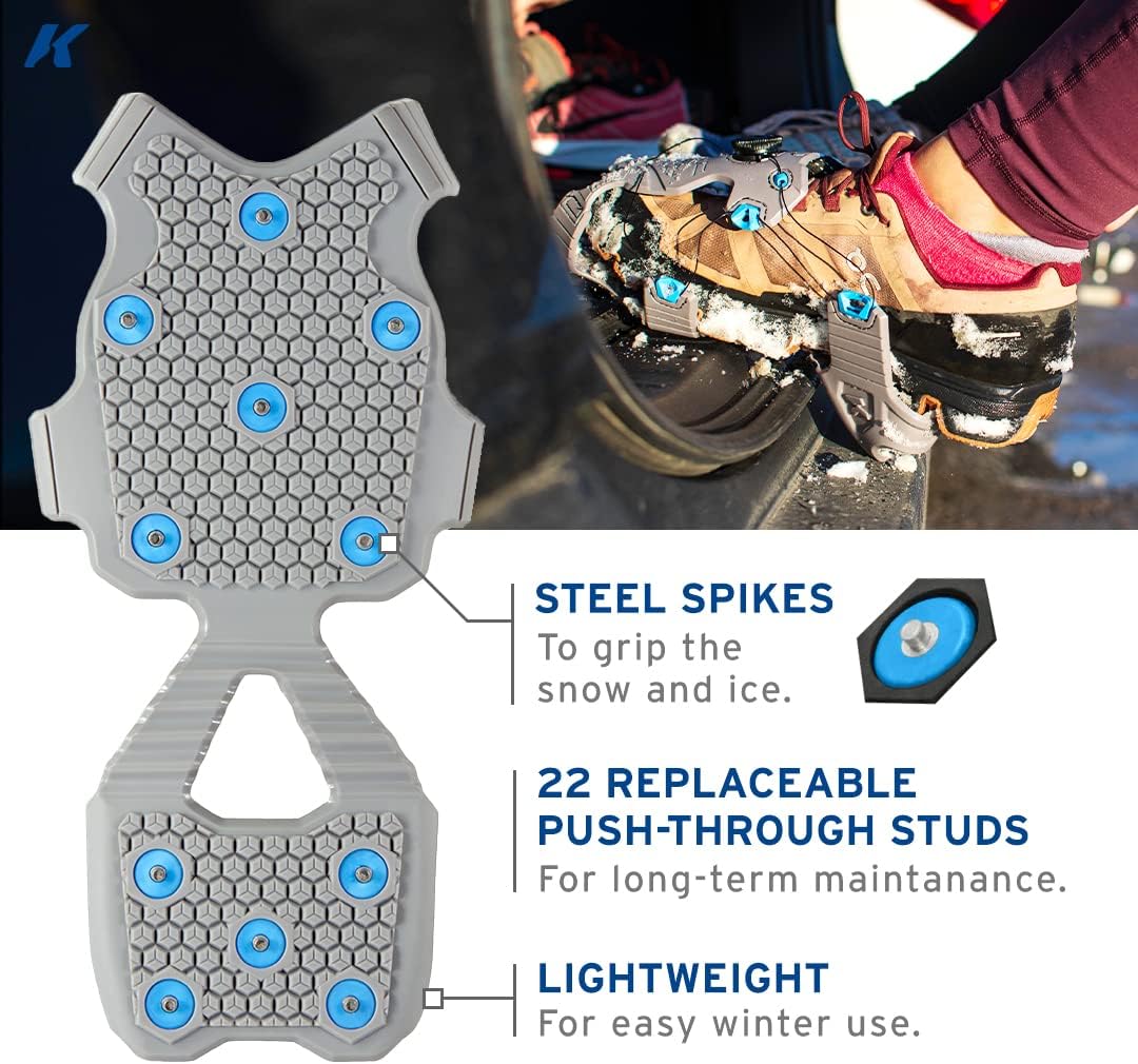 Korkers Ice Walker Ice Cleats - Lightweight and Durable - 22 Replaceable Steel Spikes
