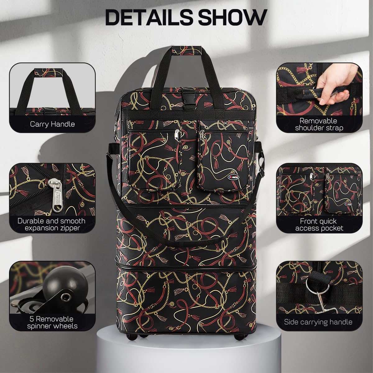 40'' Expandable Rolling Duffel Bag Suitcases w/Wheels,Foldable Luggage Bag