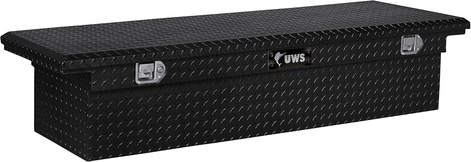 UWS EC10592 72-Inch Gloss Black Heavy-Wall Aluminum Truck Tool Box with Low Profile, RigidCore Lid