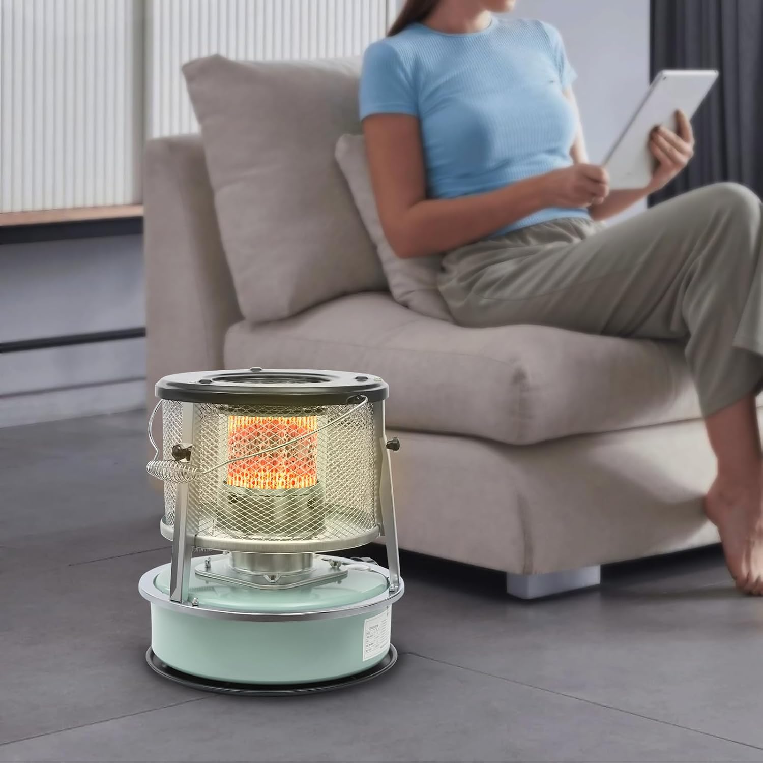 Kerosene Heater, 2600W Kerosene Portable Heaters for Outing Camping & Indoor Use with Handle, Emergency Oil Heater for Heating, Garage, Cooking(4.6L)