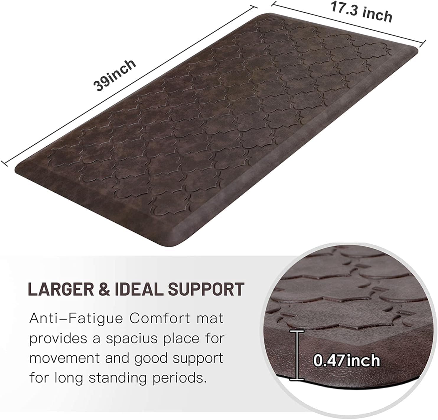 WISELIFE Kitchen Mat Cushioned Anti Fatigue Floor Mat, 17.3"x60", Thick Non Slip Waterproof Kitchen Rugs and Mats, Standing Mat for Floor, Home