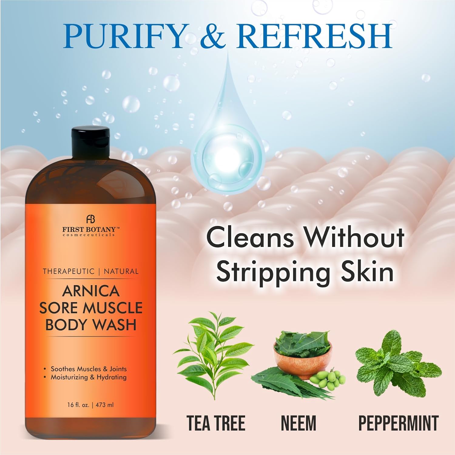 Tea Tree Eucalyptus Body Wash & Skin Cleanser for Women & Men, 16 Fl Oz