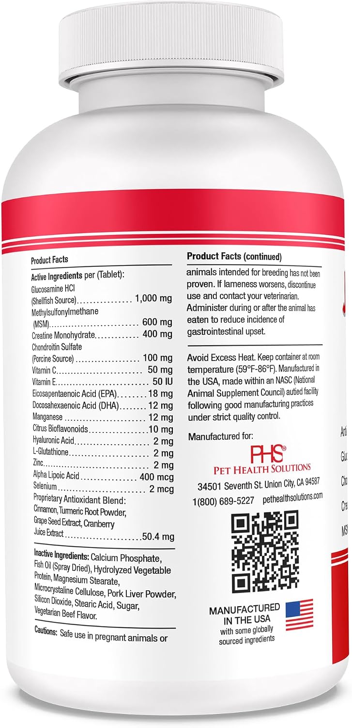 TS Joint Supplement Vet Formulated Pain & Inflammation Relief Treats Hip Dysplasia & Arthritis.Glucosamine, Chondroitin, Turmeric, MSM, HA, Creatine, Omega 3 EPA+DHA. All Dogs 240 Soft Chews