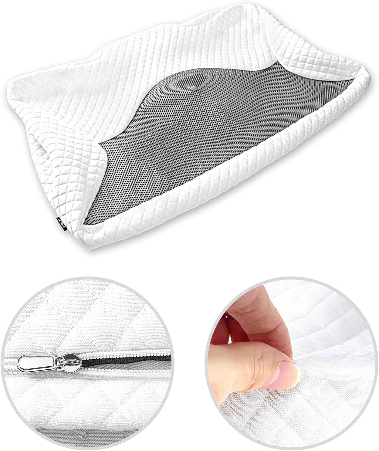 HOMCA Pillowcase PL01 Memory Foam Standard Size Pillow, White
