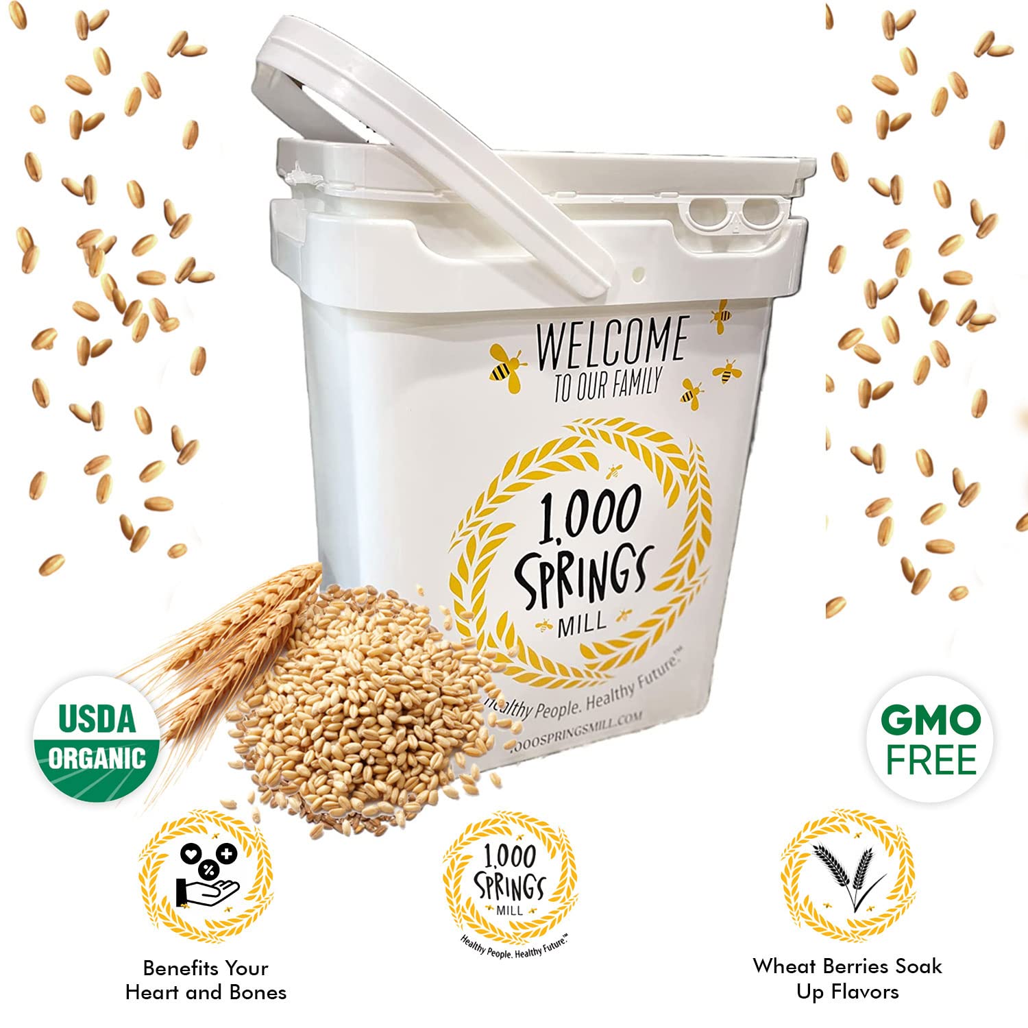 1000 SPRINGS MILL - Organic Hard Red Spring Wheat Berries - Used for Organic Flours, Cereals, Salads
