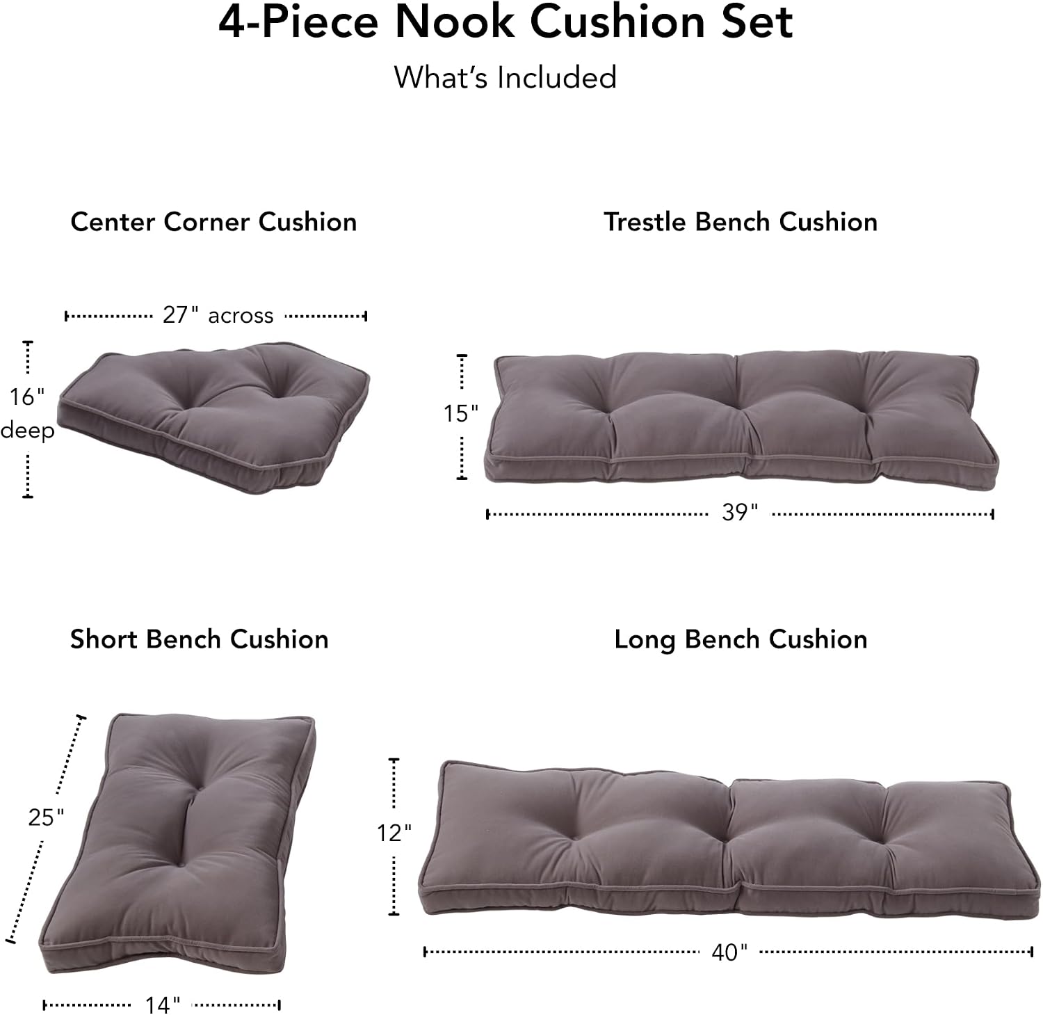 Greendale Home Fashions Hyatt 4-Piece Kitchen Nook Polyester Cushion Set, Cobalt