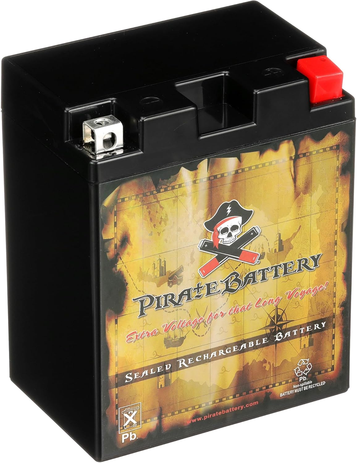 Pirate Battery YTX20HL-BS 310 CCA Maintenance-Free 12V 19Ah Battery Replacement for ATV, Harley Davidson Motorcycle, Jet Skis, Scooter, UTV, and More - Nut and Bolt (T3) Terminal