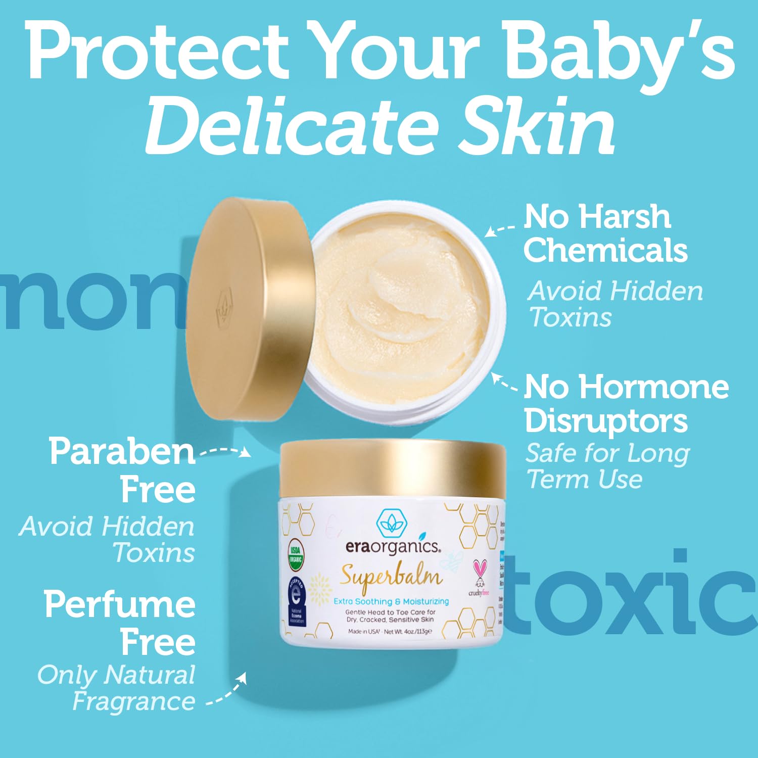Superbalm USDA Organic Healing Ointment for Baby Eczema & Cradle Cap - 2oz | 100% Natural Soothing Superfood Cream for Toddler & Kids - Eczema, Cradle Cap, Baby Acne & Rashes - Non-Toxic, Fragrance-Free