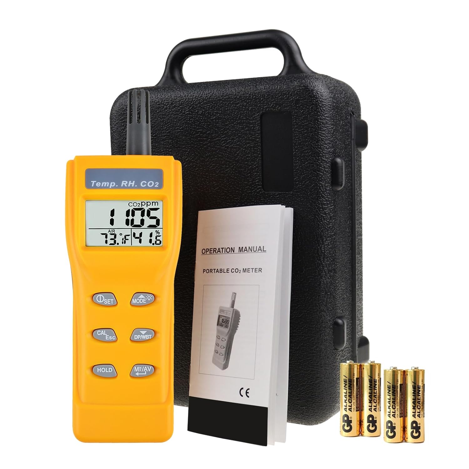 Portable CO2 Meter Handheld CO2 Detector Monitor 0~9999ppm, Carbon Dioxide Meter with Alarm Function