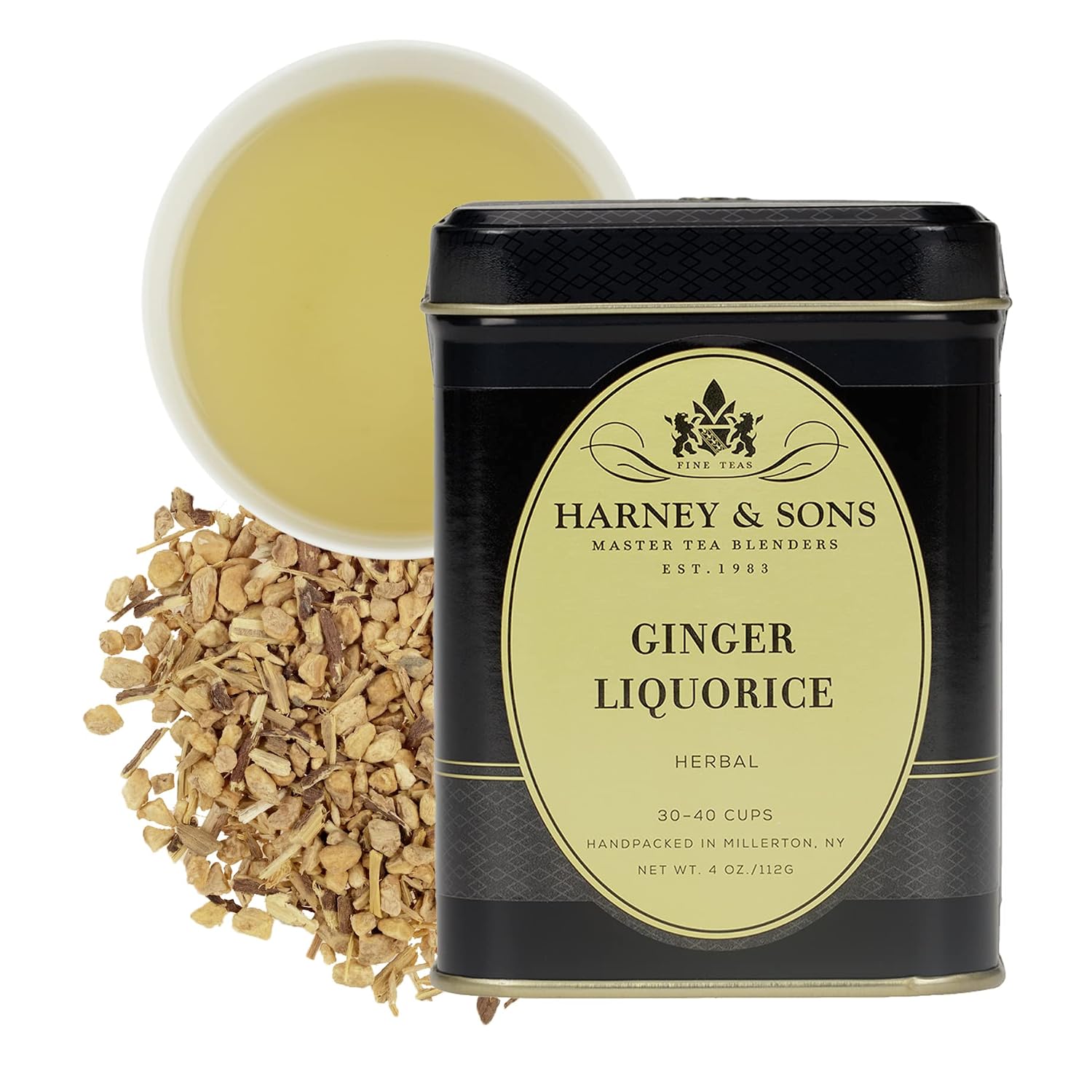 Harney & Sons Japanese Sencha Tea, Loose Leaf Green Tea Tin, 8 oz | Loose leaf Sencha green tea from Shizuoka with mild vegetal, spinach, and light roasted notes. 8 oz tin. Contains caffeine.
