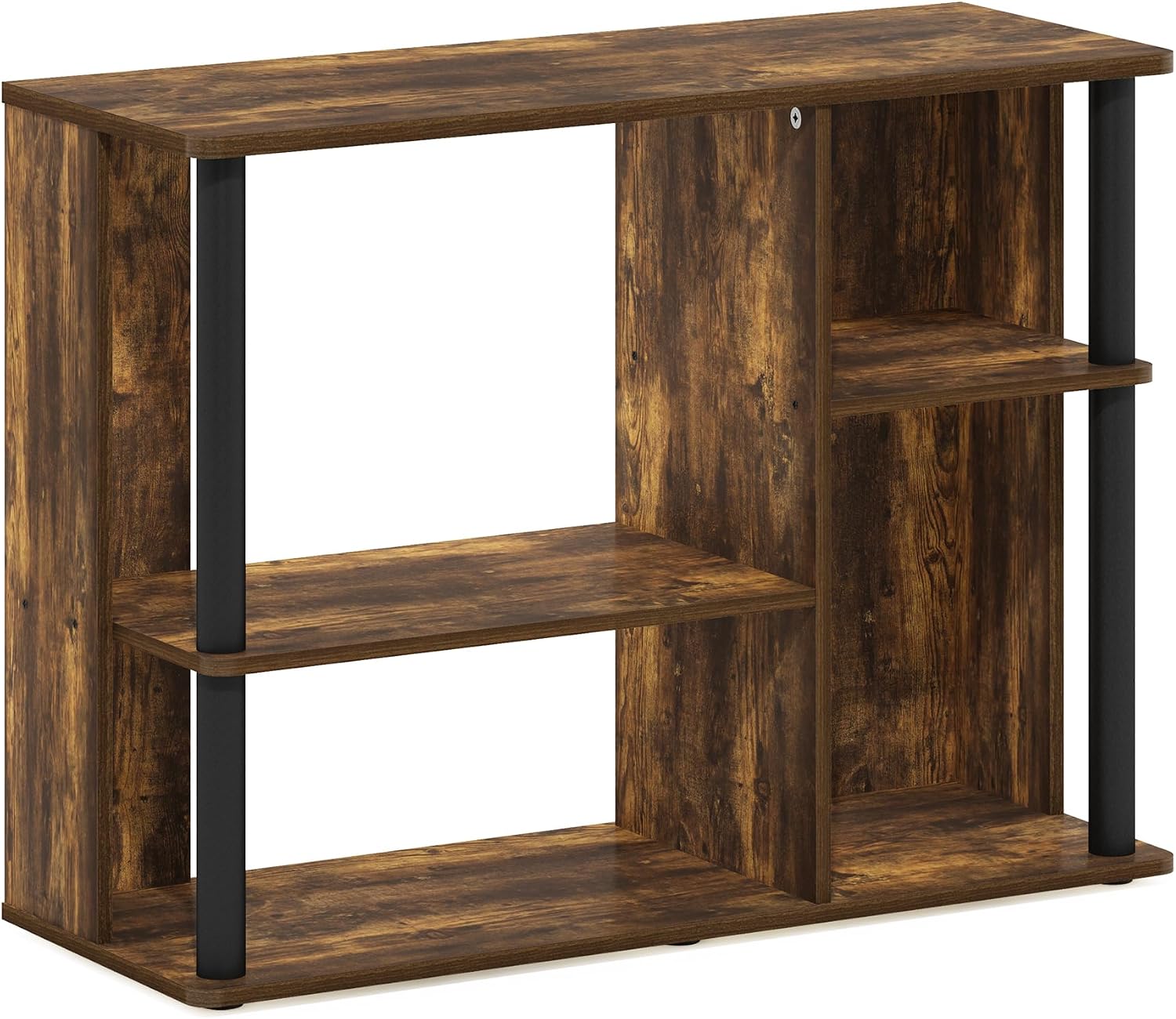 Furinno Econ TV Stand Entertainment Center, Espresso | with Adjustable Shelf, Open Back TV Console with Door Storage for TV up to 50 Inch, for Living Room, Bedroom